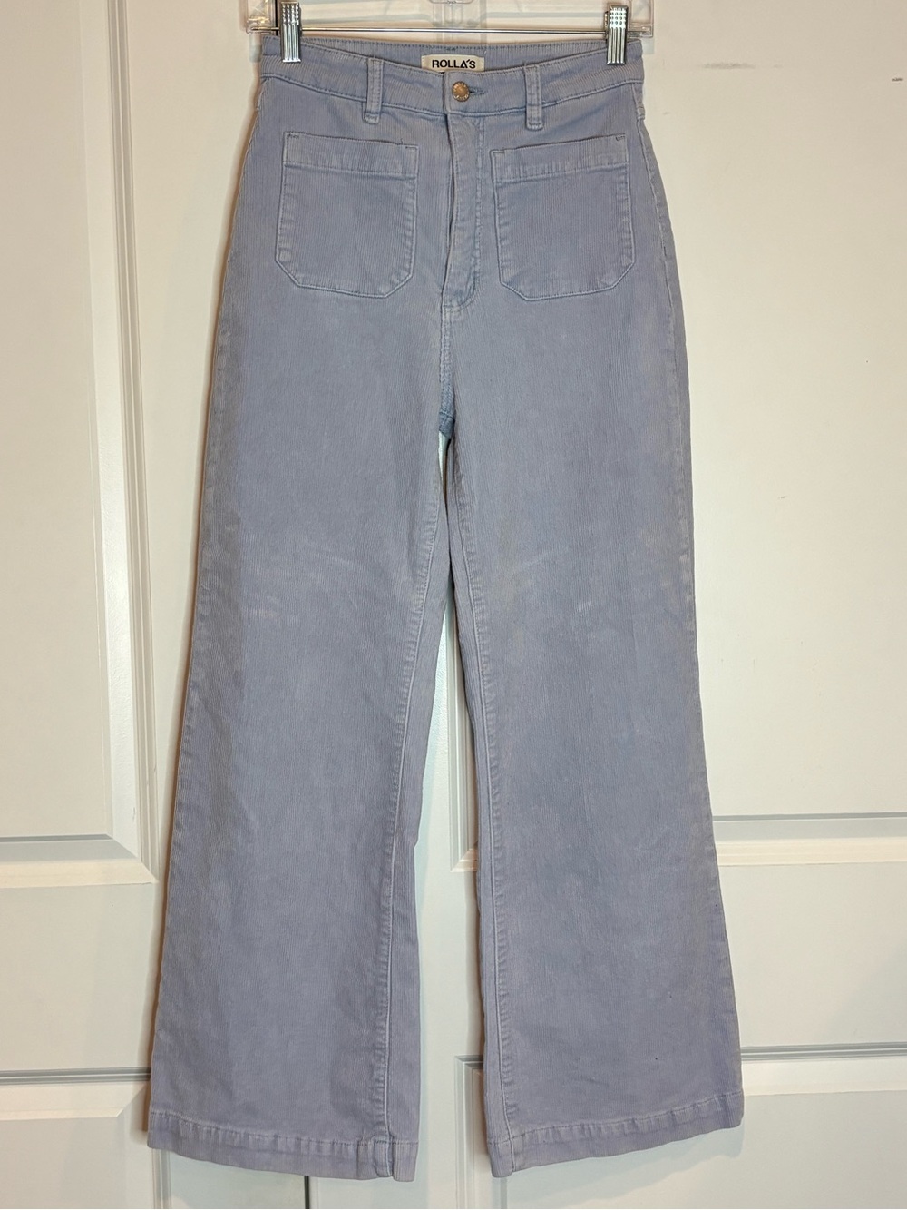 Rolla's Sailor High Rise Wide Leg Light Blue Corduroy Pants 27